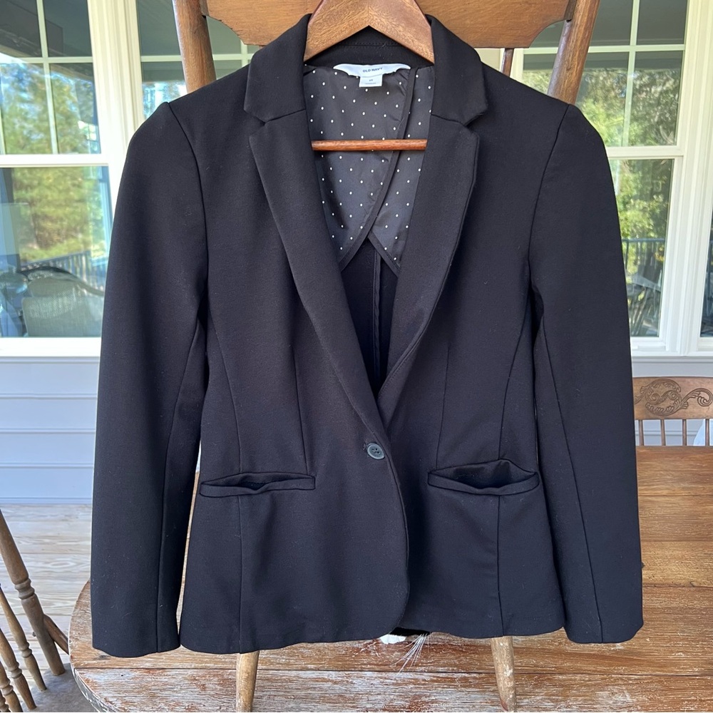 Old Navy Classic One Button Black Blazer Tailored Ponte Size XS
